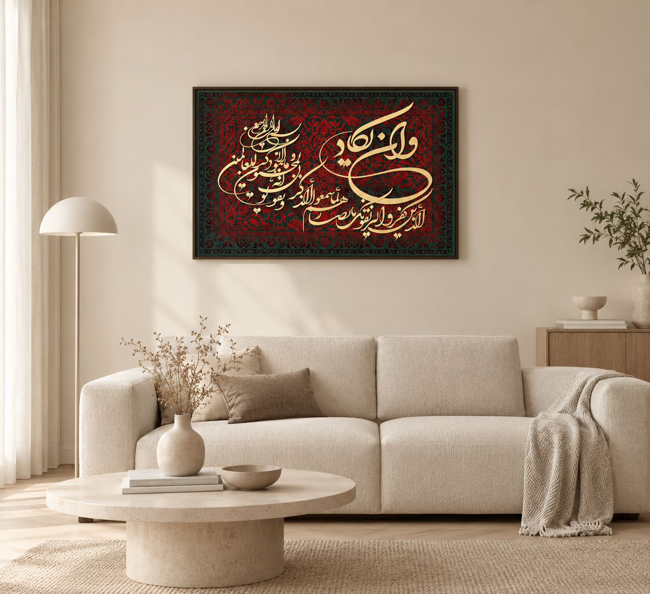 تابلو فرش مخمل برجسته وان یکاد کالیگرافی مینل آرت