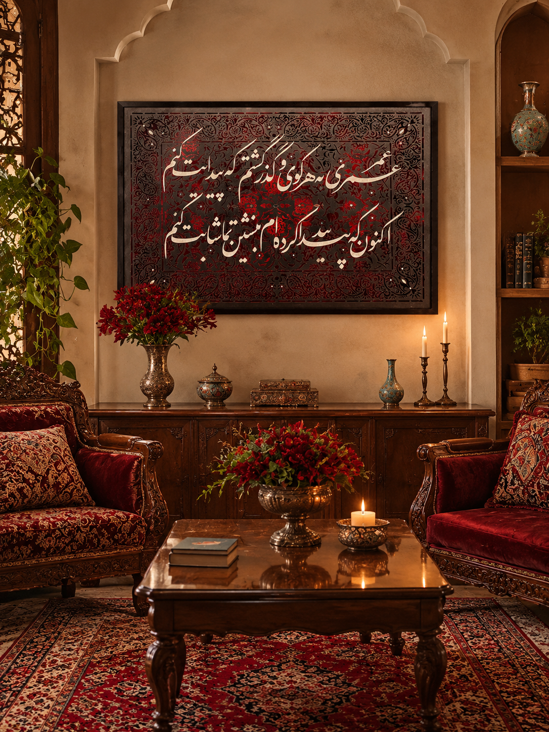 تابلو فرش مخمل و کالیگرافی