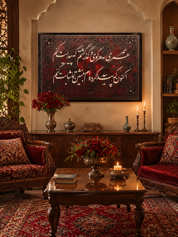تابلو فرش مخمل و کالیگرافی