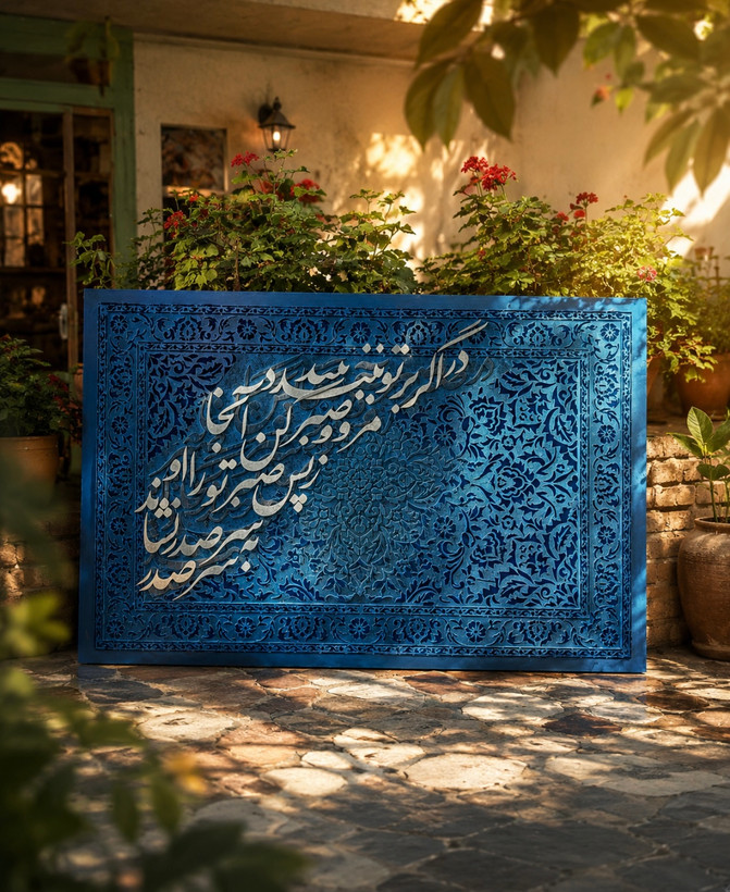 تابلو فرش مخمل وکالیگرافی (صبر)